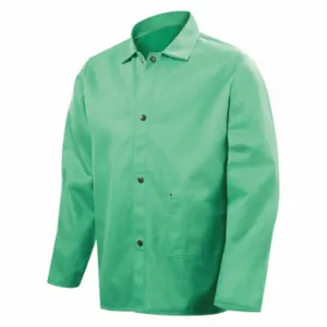 Steiner Industries 1038-S FR Welding Jackets, Mens, Cotton, Green, Snap, 2 Total Pockets, S | CU4QEK 793P38