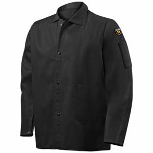 Steiner Industries 1080-5X FR Welding Jackets, Mens, Cotton, Black, Snap, 2 Total Pockets, 5XL | CU4QDQ 793P59