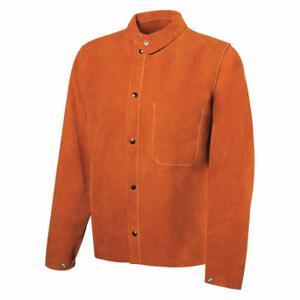 Steiner Industries 1215-S Leather Welding Jacket, Mens, Leather, Orange, Snap, 1 Total Pockets, S | CU4QFA 793P69