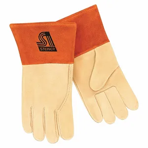 STEINER P210-X MIG Welding Gloves, Long Cuff, Size XL, PR1, Wing Thumb, Gauntlet Cuff, Beige Pigskin | CU4QVP 62XV25