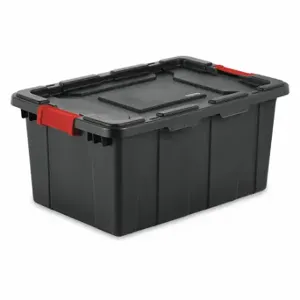 STERILITE 14649006 Storage Tote, 15 gal, 25 3/4 Inch x 17 1/4 Inch x 11 7/8 Inch, Black Body, Black Lid | CU4RMY 56JU34