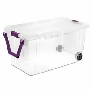 STERILITE 14681702 Storage Tote, 40 gal, 36 3/4 Inch x 21 3/8 Inch x 18 Inch, Clear Body, Clear Lid, Clear | CU4RNR 56JU40