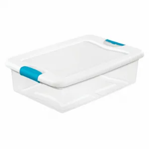 STERILITE 14968006 Storage Tote, 8 gal, 23 3/4 Inch x 16 Inch x 6 7/8 Inch, Clear Body, White Lid | CU4RNX 52VN74