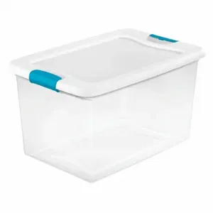 STERILITE 14978006 Storage Tote, 16 gal, 23 3/4 Inch x 16 Inch x 13 1/2 Inch, Clear Body, White Lid | CU4RMZ 52VN75