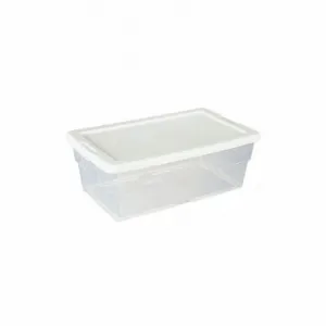 STERILITE 16428012 Storage Tote, 1.5 gal, 13 5/8 Inch x 8 1/4 Inch x 4 7/8 Inch, Clear Body, White Lid, White | CU4RMQ 53GN16