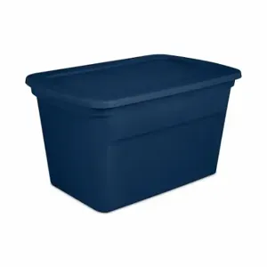 STERILITE 17367406 Storage Tote, 30 gal, 30 1/2 Inch x 20 1/4 Inch x 17 1/8 Inch, Blue Body, Blue Lid, Blue | CU4RNK 52VN73