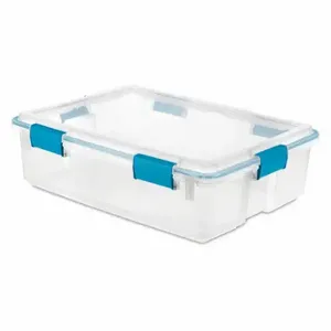 STERILITE 19314304 Storage Tote, 9.3 gal, 24 Inch x 18 Inch x 7 Inch, Blue Body, Blue Lid, Less than 10 gal | CU4RNY 56JU45