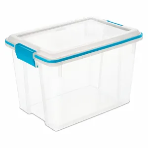 STERILITE 19324306 Storage Tote, 5 gal, 16 1/8 Inch x 11 1/4 Inch x 10 7/8 Inch, Blue Body, Blue Lid, Blue | CU4RNT 56JU42