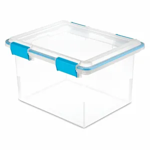 STERILITE 19334304 Storage Tote, 8 gal, 18 1/2 Inch x 14 7/8 Inch x 11 1/8 Inch, Blue Body, Blue Lid, Blue | CU4RNW 56JU43