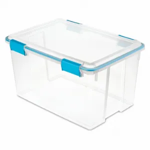 STERILITE 19344304 Storage Tote, 13.5 gal, 22 1/2 Inch x 16 Inch x 12 3/4 Inch, Clear Body, 10 to 20 gal | CU4RMV 56JU44