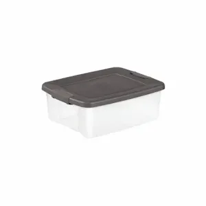 STERILITE 19363V06 Storage Tote, 6.3 gal, 19 7/8 Inch x 15 1/2 Inch x 7 3/4 Inch, Clear Body Lid, Clear | CU4RNV 52JM06