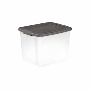 STERILITE 19373V06 Storage Tote, 12.5 gal, 19 7/8 Inch x 15 1/2 Inch x 14 3/4 Inch, Clear Body Lid | CU4RMU 52JM07