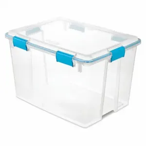 STERILITE 19384304 Storage Tote, 20 gal, 24 Inch x 18 Inch x 15 1/4 Inch, Clear Body, Clear Lid, 10 to 20 gal | CU4RND 56JU46