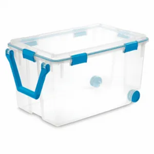 STERILITE 19434303 Storage Tote, 30 gal, 30 1/4 Inch x 19 5/8 Inch x 16 3/4 Inch, Blue Body, Blue Lid, Blue | CU4RNL 56JU39