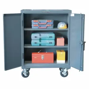 STRONG HOLD 23-202CA Storage Cabinet, Casters, 24 Inch x 20 Inch x 44 Inch, Swing, Padlock Hasp, 2 Shelves, Adj | CU4UKC 40V592