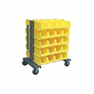 STRONG HOLD 3.33.2-BR-40CA Mobile Bin Rail Floor Rack, 37 Inch x 28 Inch x 48 in, 40 Bins, Hang and Stack Bin, Yellow | CU4UFC 40V717