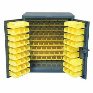 STRONG HOLD 43-BB-240 Bin Cabinet, 48 Inch x 24 Inch 36 in, 0 Shelves, 140 Bins, Yellow, Flush, 12 ga Panel | CU4UCZ 40V705