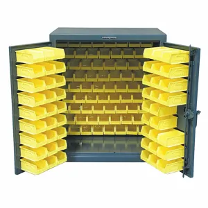 STRONG HOLD 33.5-BB-200 Bin Cabinet, 36 Inch x 20 Inch 42 in, 0 Shelves, 124 Bins, Yellow, Flush, 12 ga Panel | CU4UCR 40V704