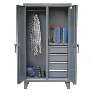 STRONG HOLD 35-DSW-181-4DB Storage Cabinet, 18 Inch x 66 Inch, 1 Adj Shelves, 4 Drawers, 2 Doors, Legs, Dark Gray | CU4UFH 40V993