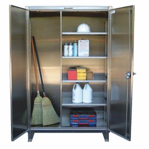 STRONG HOLD 46-BC-244-SS Storage Cabinet, 48 Inch x 24 Inch x 78 Inch, 4 Adj Shelves, Swing Handle & Padlock Hasp | CU4UHK 40V957