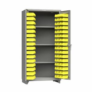 STRONG HOLD 36-BS-243-L Storage Cabinet, 36 Inch x 24 Inch 75 Inch, 3 Shelves, 94 Bins, Yellow, Flush, 14 ga Panel | CU4UFW 61KG35