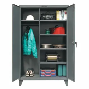 STRONG HOLD 45-W-244 Storage Cabinet, 48 Inch x 24 Inch x 66 Inch, 4 Shelves, Swing Handle & Padlock Hasp, Adj | CU4UGV 40V731