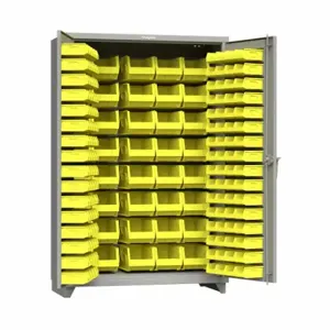 STRONG HOLD 46-BB-240-L Bin Cabinet, 48 Inch x 24 Inch 75 in, 0 Shelves, 126 Bins, Yellow, Flush, 14 ga Panel | CU4UDH 61KG34