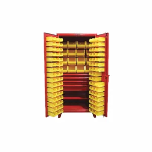 STRONG HOLD 46-BBS-241-4DB Bin Cabinet, 36 Inch x 24 Inch 78 in, 1 Shelves, 110 Bins, Yellow, 4 Drawers, Flush, Gray | CU4UCW 40V695