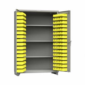 STRONG HOLD 46-BS-243-L Storage Cabinet, 48 Inch x 24 Inch 75 Inch, 4 Shelves, 144 Bins, Yellow, Flush | CU4UGP 61KG36