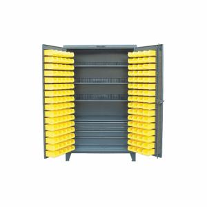 STRONG HOLD 46-BSC-301-4DB-3SOS-20VD Bin Cabinet, 48 Inch x 24 Inch 78 in, 4 Shelves, 144 Bins, Yellow, 4 Drawers, Flush, Gray | CU4UDE 40V696