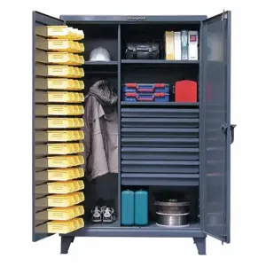 STRONG HOLD 46-WBD-243-7DBLD Bin Cabinet, 48 Inch x 24 Inch 78 in, 3 Shelves, 48 Bins, Yellow, 7 Drawers, Flush, Gray | CU4UDC 40V697