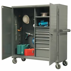 STRONG HOLD 55-242-7/5DB-CA Storage Cabinet, Casters, 60 Inch x 24 Inch x 67 3/4 Inch, Swing, Padlock Hasp, 2 Shelves | CU4UKE 40V902