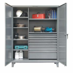 STRONG HOLD 56-246-7/5DB Storage Cabinet, 60 Inch x 24 Inch x 78 Inch, Swing Handle & Padlock Hasp | CU4UJJ 40V618