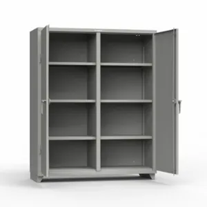 STRONG HOLD 56-DS-246-L Storage Cabinet, 60 Inch x 24 Inch x 75 Inch, 6 6 Adj Shelves, 2 Doors, Legs, Medium Gray | CU4UHY 61KG31