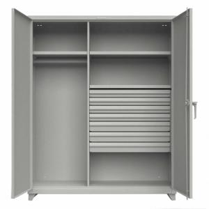 STRONG HOLD 56-W-243-7DB-L Storage Cabinet, 24 Inch x 75 Inch, 3 Shelves, 7 Drawers, Swing Handle & Padlock Hasp, Adj | CU4UFL 276ZL2