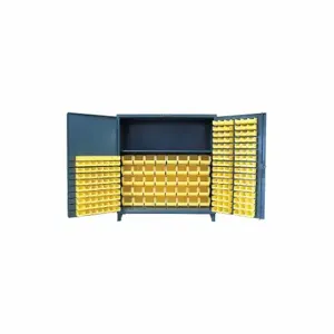 STRONG HOLD 66-BBS-241 Bin Cabinet, 72 Inch x 24 Inch 78 in, 1 Shelves, 199 Bins, Yellow, Flush, 12 ga Panel | CU4UDG 40V692