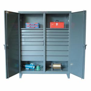 STRONG HOLD 66-DS-242-16DB Storage Cabinet, 72 Inch x 24 Inch x 78 Inch, 2 Adj Shelves, 16 Drawers, 2 Doors, Legs | CU4UKQ 40V615