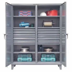 STRONG HOLD 66-DS-246-10DB Storage Cabinet, 72 Inch x 24 Inch x 78 Inch, 6 Adj Shelves, 10 Drawers, 2 Doors, Legs | CU4UKK 40V613