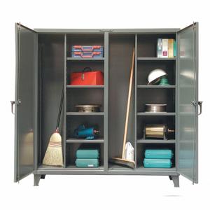 STRONG HOLD 66-DSBC-248 Storage Cabinet, 72 Inch x 24 Inch x 78 Inch, 8 Adj Shelves, 2 Doors, Legs, Dark Gray | CU4UJW 40V750