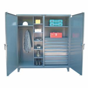 STRONG HOLD 66-DSW-247-7DB Storage Cabinet, 24 Inch x 78 Inch, 7 Adj Shelves, 7 Drawers, 2 Doors, Legs, Dark Gray | CU4UFN 40V986
