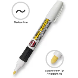 SUPER MET-AL 04169 Oil Based Fibre Tip Marker, White, 6PK | AJ8CDJ