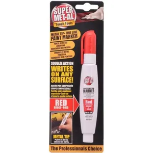 SUPER MET-AL 1296-1326 Squeeze Action Marker Oil Based Metal Tip, Red | AJ8CCD