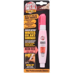 SUPER MET-AL 1296-1800 Squeeze Action Marker Oil Based Metal Tip, Neon Red | AJ8CCH