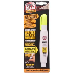 SUPER MET-AL 1296-1900 Squeeze Action Marker Oil Based Metal Tip, Neon Yellow | AJ8CCJ