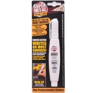 SUPER MET-AL 1296-3000 Squeeze Action Marker Oil Based Metal Tip, Nuclear White | AJ8CCK