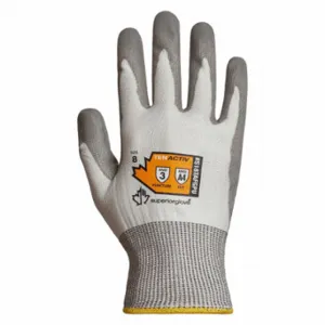 SUPERIOR GLOVE S18TAFGPU8 Knit Gloves, Size M, ANSI Cut Level A4, Palm, Dipped, Polyurethane, Smooth, 1 Pair | CU4WNN 55NC53