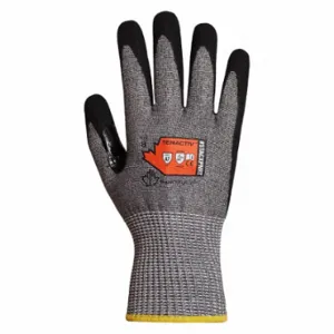 SUPERIOR GLOVE STACXPNRT-5 Knit Gloves, 2XS, ANSI Cut Level A7, Palm, Dipped, Nitrile, Sandy, Gray, 1 Pair | CU4WMC 55NC34