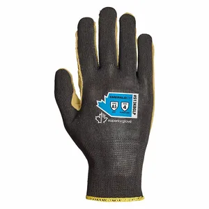 SUPERIOR GLOVE S13KBGLP/L Knit Gloves, Size L, ANSI Cut Level A5, Knit Cuff, Nylon, Black/Tan, 1 Pair | CU4WMV 783AL9