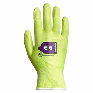 SUPERIOR GLOVE S18TAXFN-12 Knit Gloves, 3XL, ANSI Cut Level A6, Palm, Dipped, Nitrile, Sandy, Lime, 1 Pair | CU4WMJ 783AK1