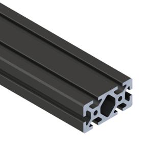 SURE FRAME 40-4080B Standard T-Slotted Rail, Black, 6063-T6 Anodized Aluminum Alloy, Cut To Length | CV7WXM